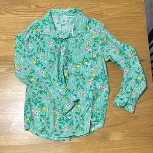 Floral Green Button-Up Shirt
